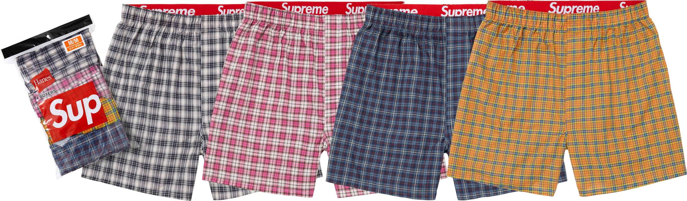 Supreme Hanes Plaid Boxers Multicolor (4 Pack)