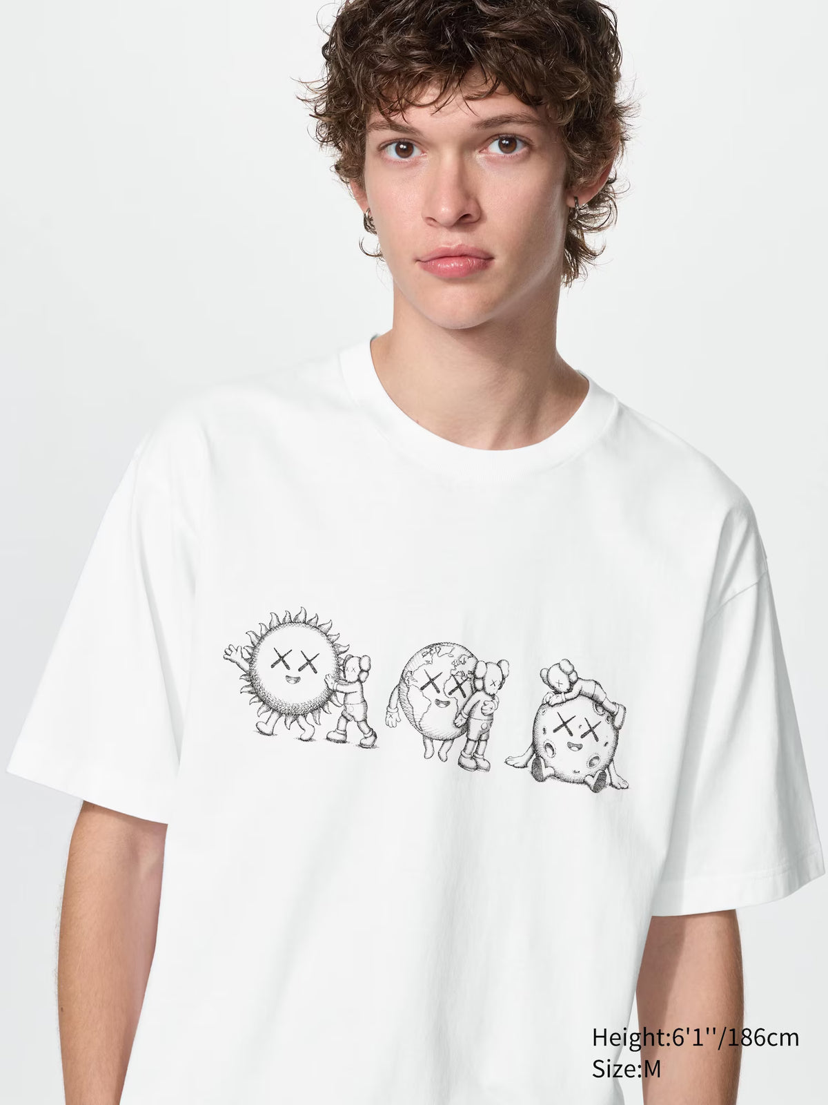 Kaws x Uniqlo White Planets Logo Front Tee