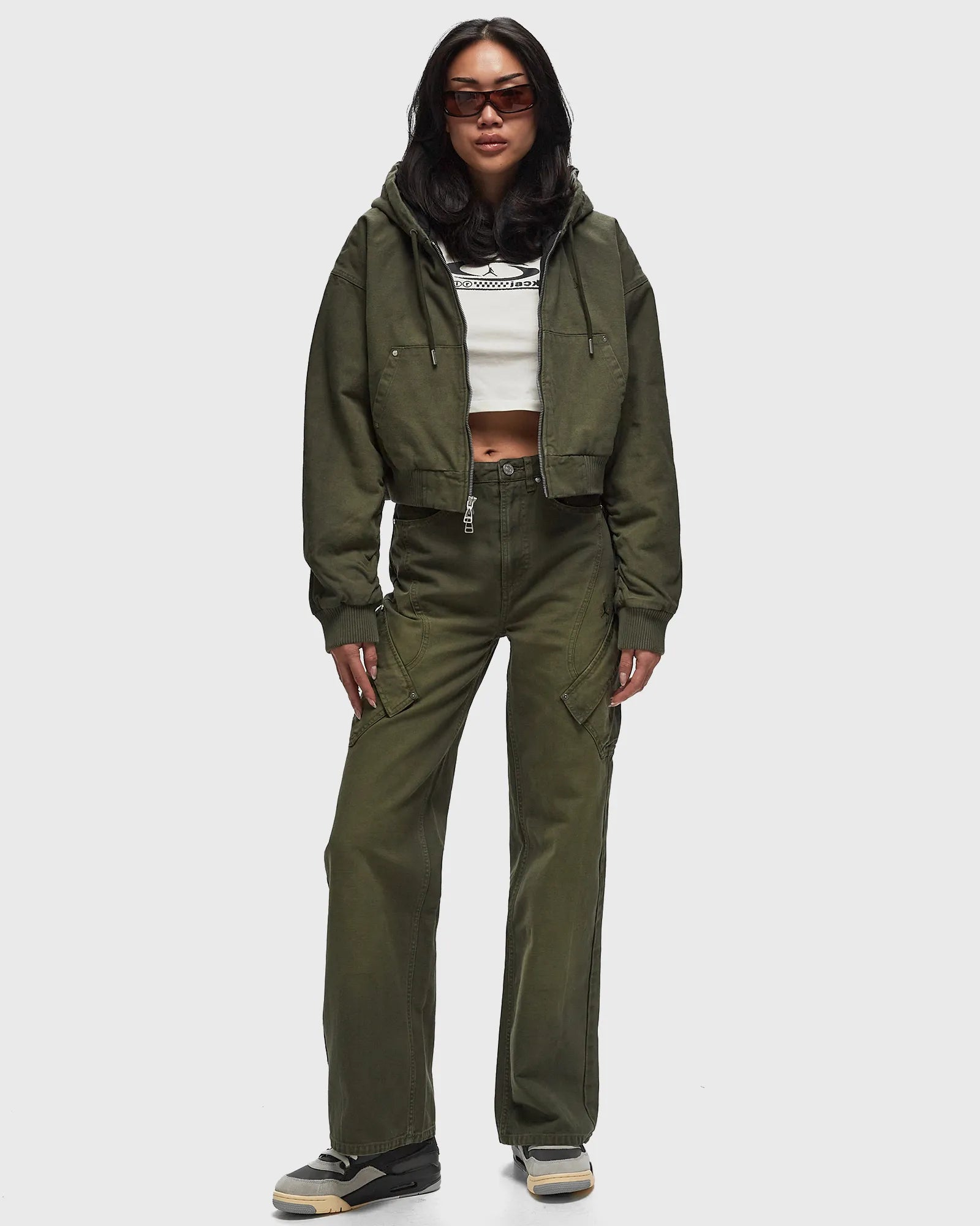 Travis Scott x Air Jordan Canvas Jacket Cargo Khaki Wmns