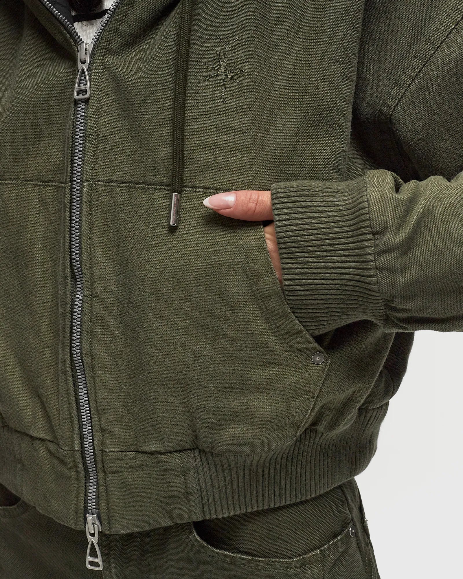 Travis Scott x Air Jordan Canvas Jacket Cargo Khaki Wmns