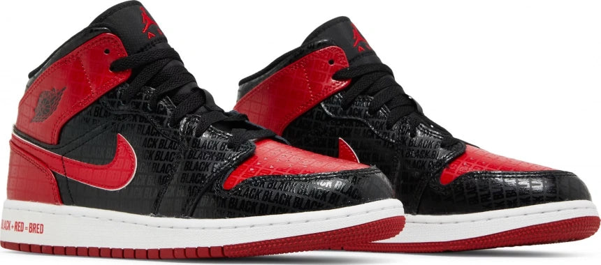 Air Jordan 1 Mid SS GS 'Black + Red = Bred'