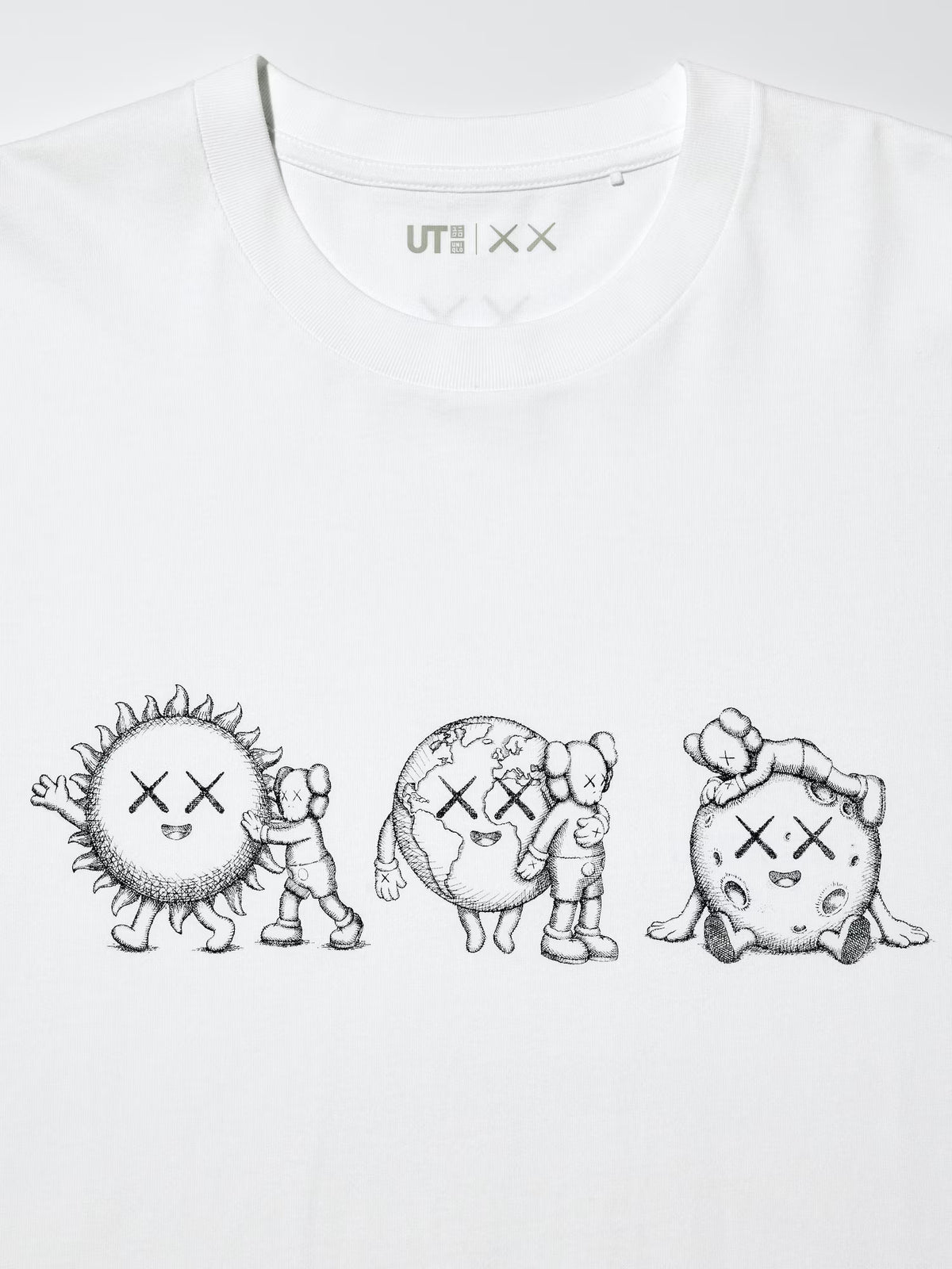 Kaws x Uniqlo White Planets Logo Front Tee