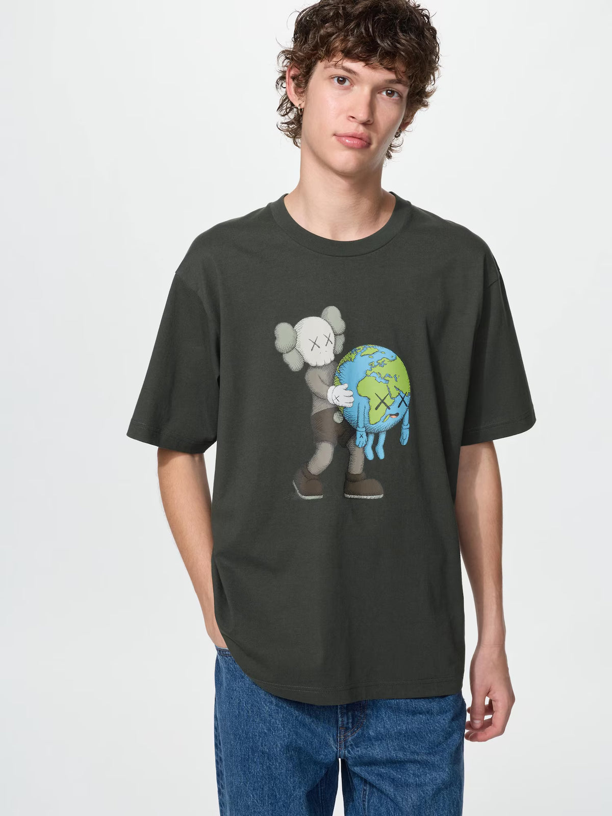 Kaws x Uniqlo Dark Grey Front Logo Tee