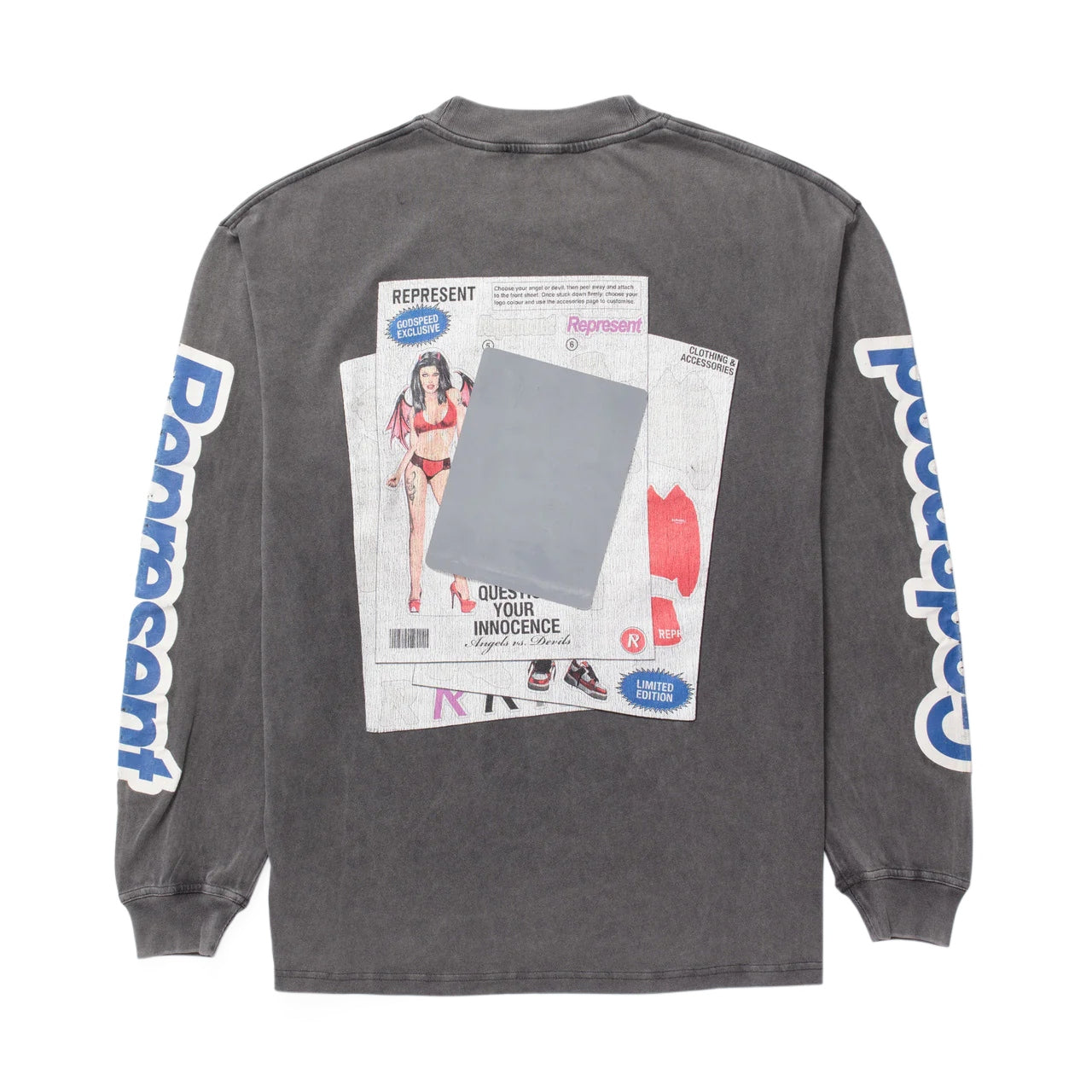 Represent Question Your Innocence Longsleeve T-Shirt Vintage Grey