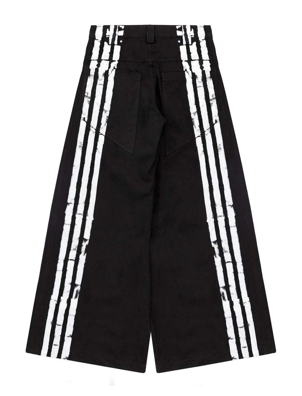 Pla4 Stripes Canvas Wide Jeans Black