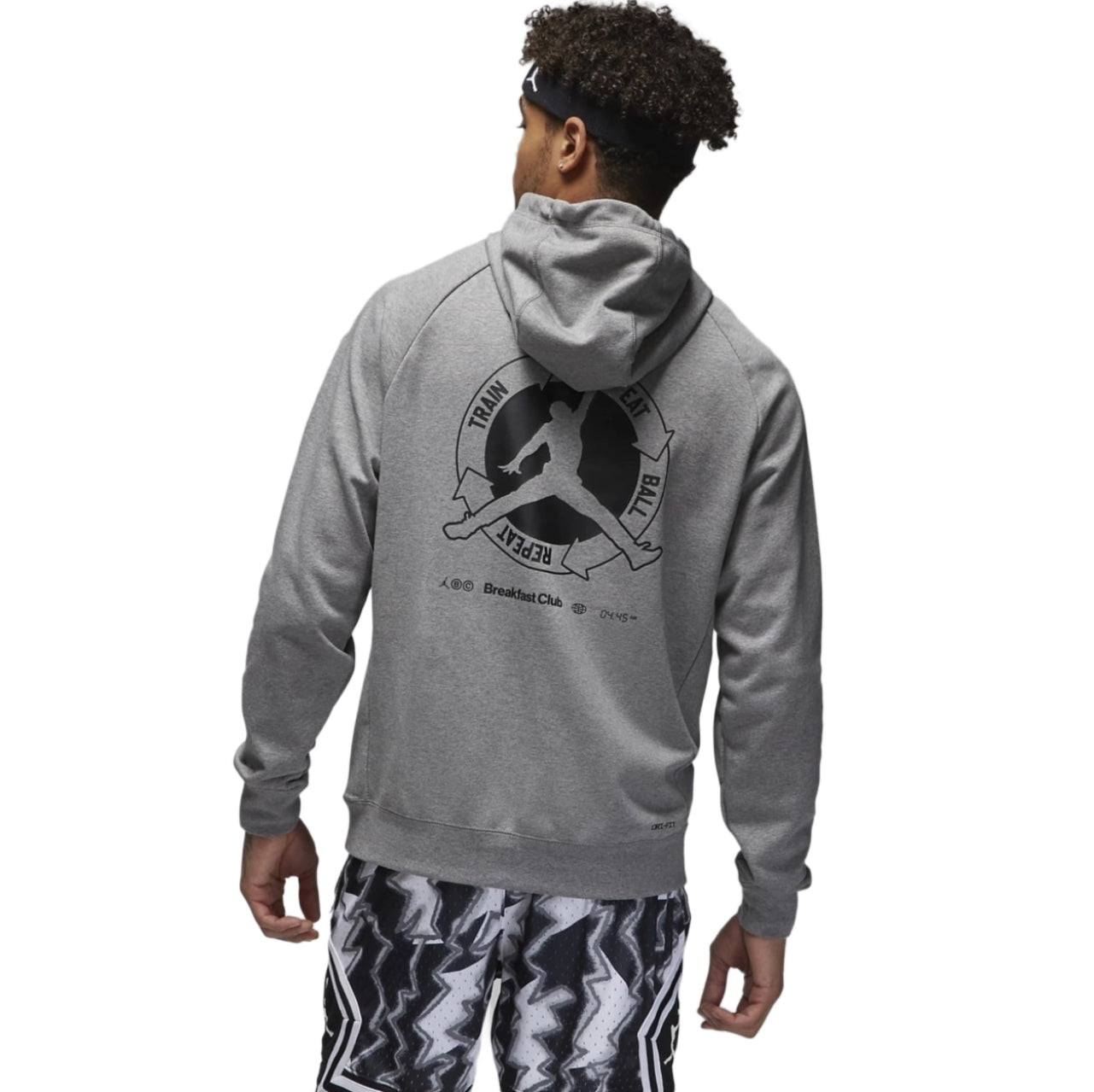 Air Jordan Mens Dri-FIT Sport Crossover Breakfast Club Graphic Fleece PullOver Grey