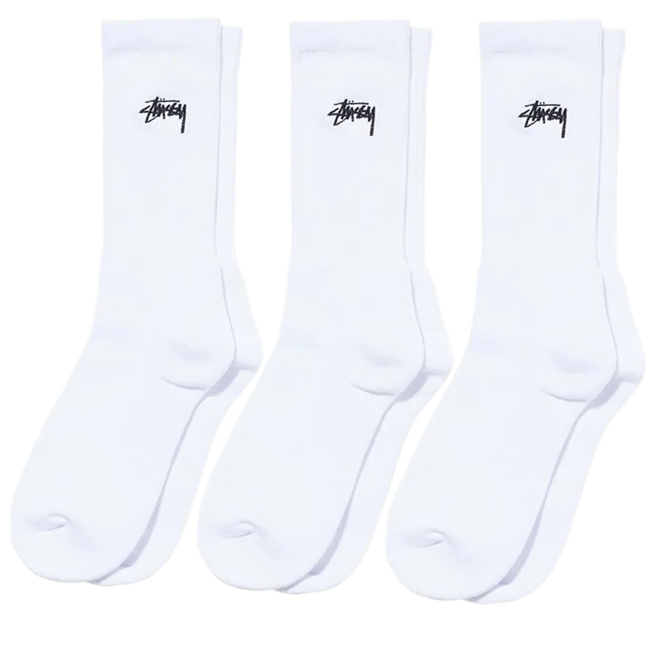 Stussy Stock Crew Socks 3-Pack White