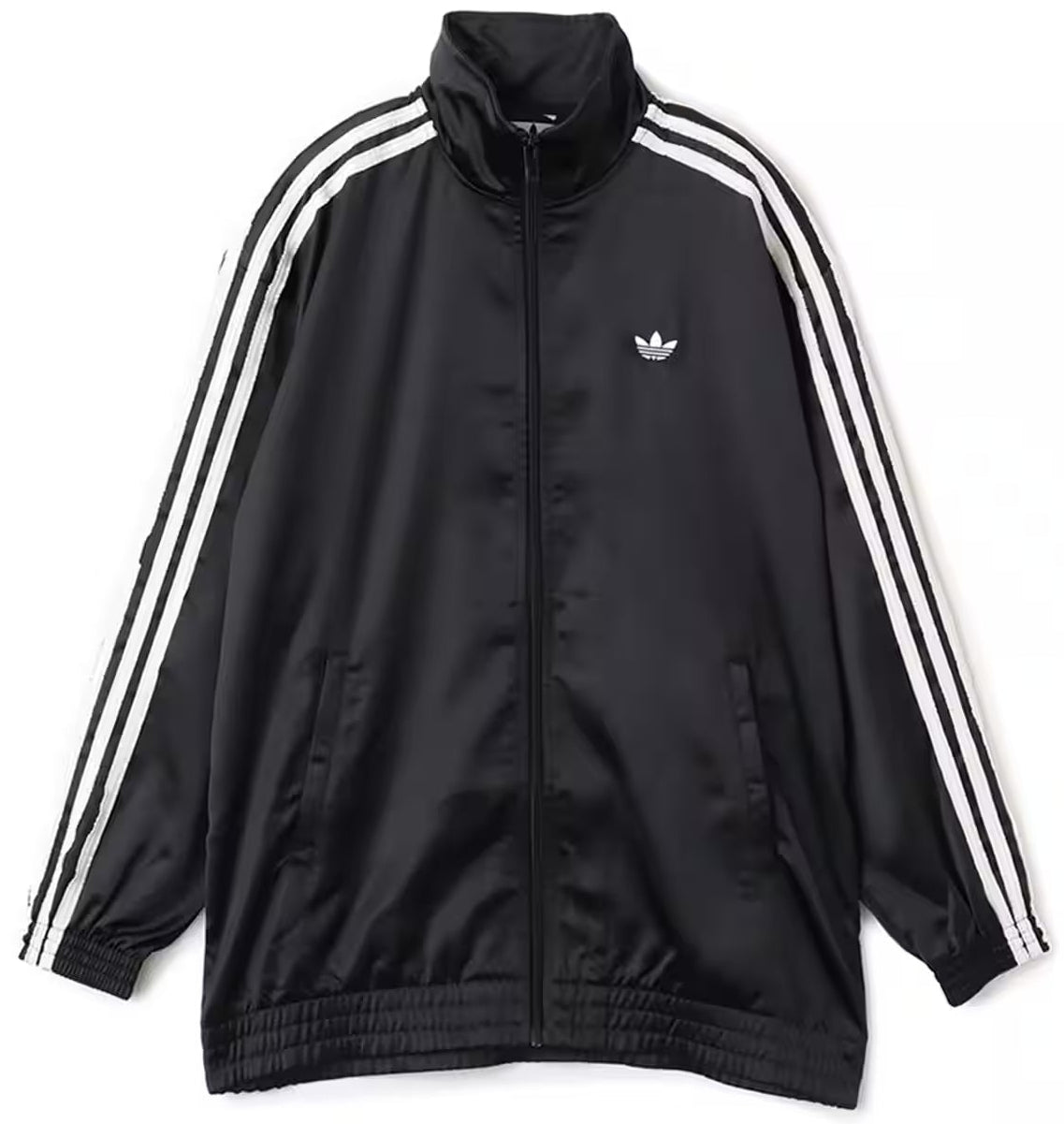 Adidas Originals Satin Firebird Track Top Ruffle 3-Stripes Black