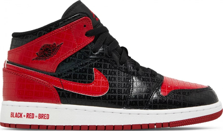 Air Jordan 1 Mid SS GS 'Black + Red = Bred'