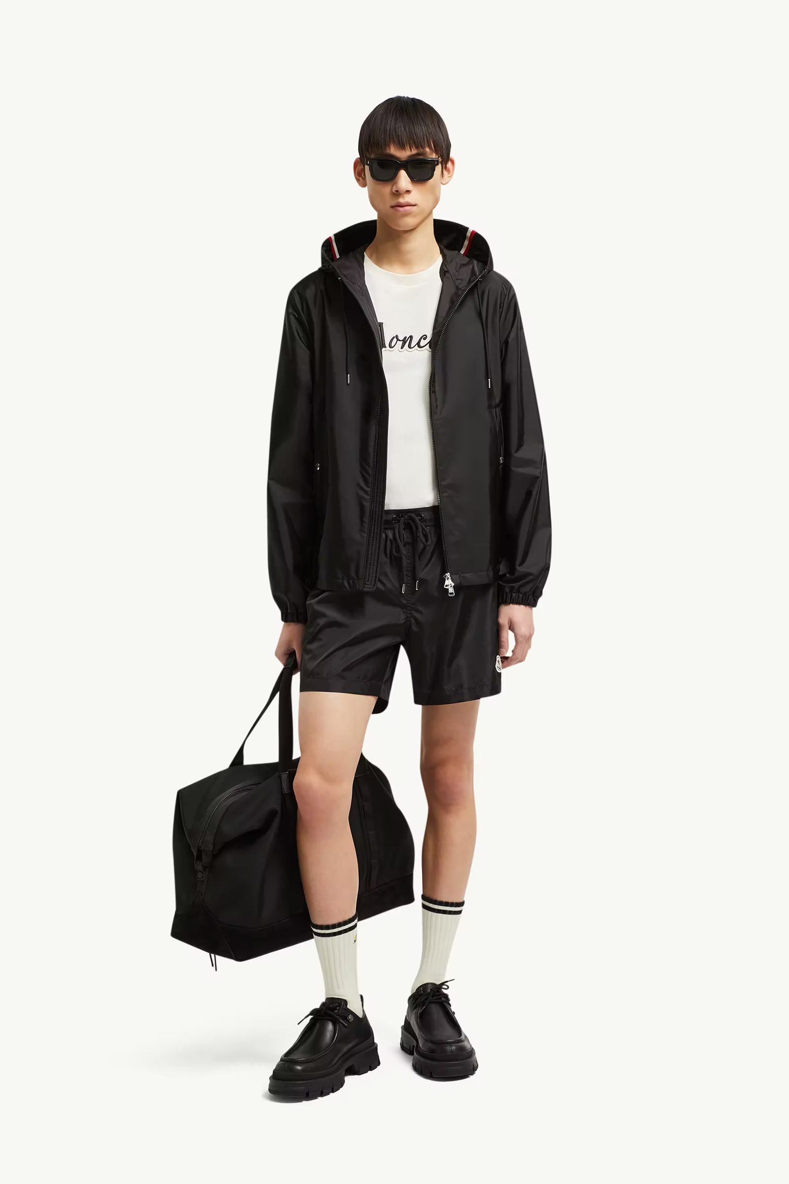 Moncler Logo Patch Swim Shorts Black