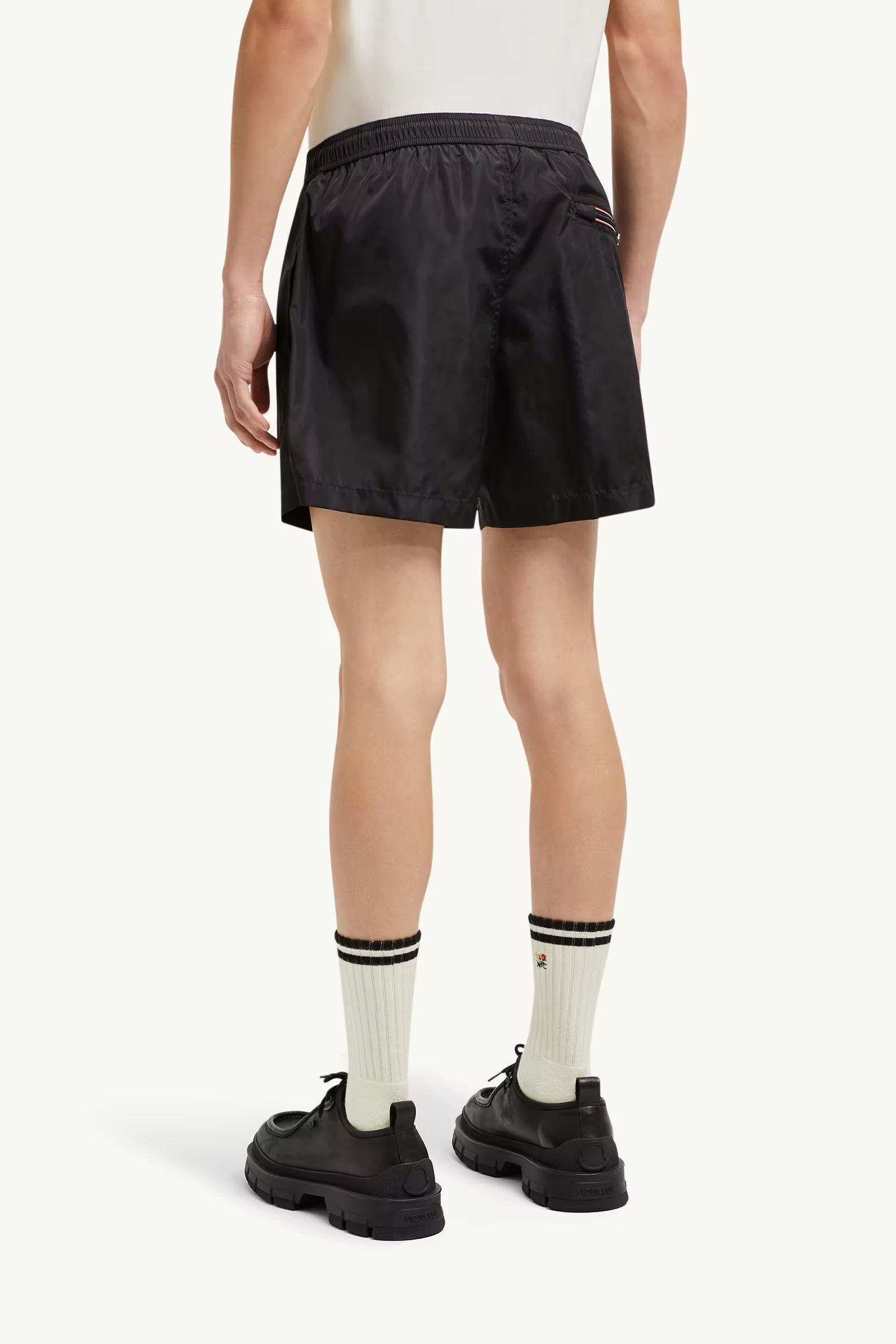 Moncler Logo Patch Swim Shorts Black