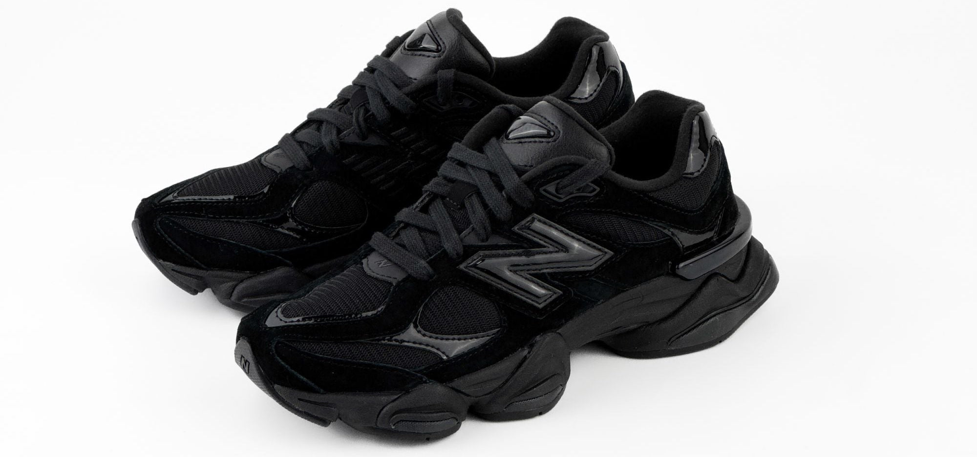New Balance 9060 'Triple Black Suede Patent'
