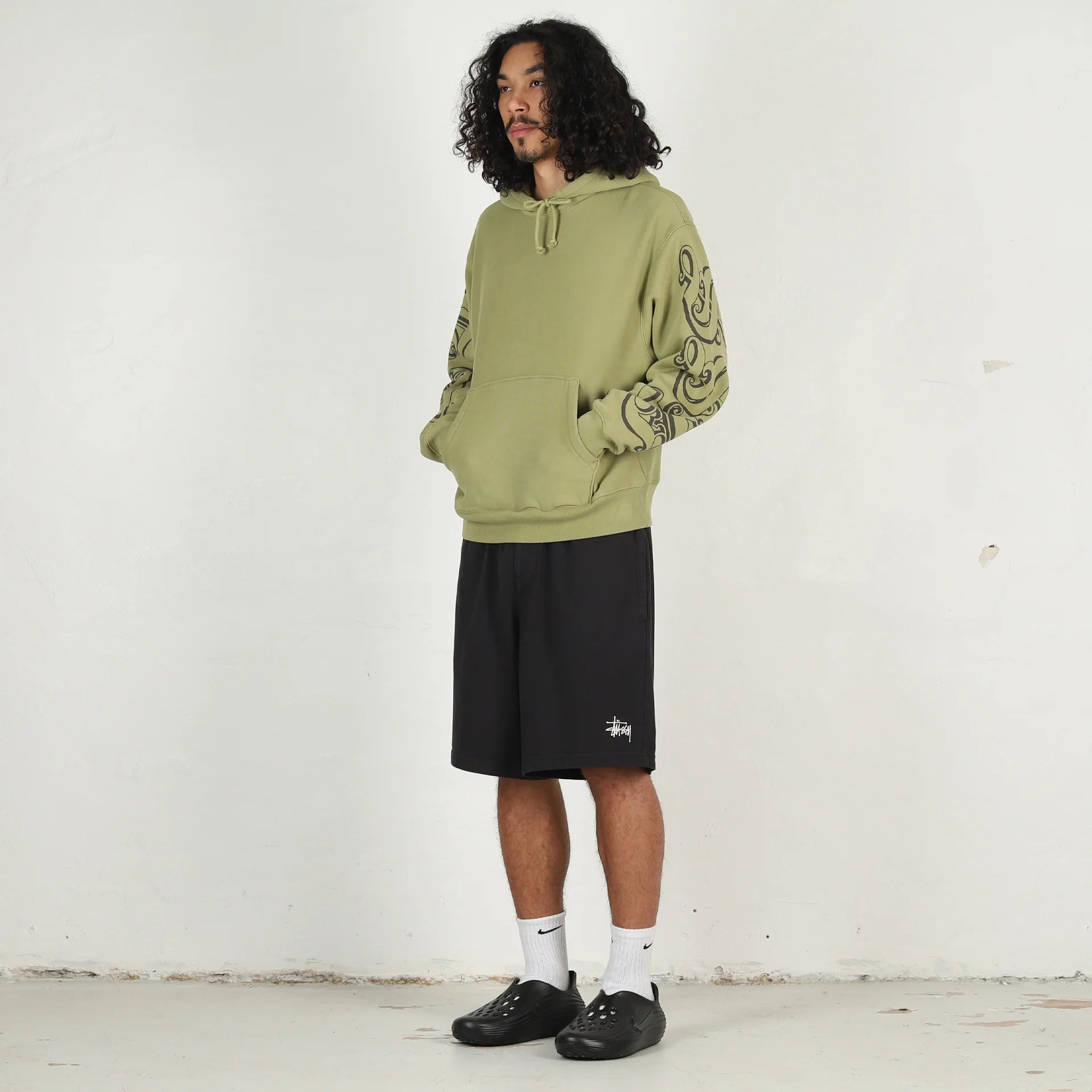 Stussy Motif Print Hoodie Moss