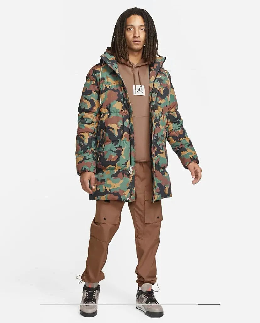 Air Jordan Flight Heritage Allover Print Camo Parka Coat Camo