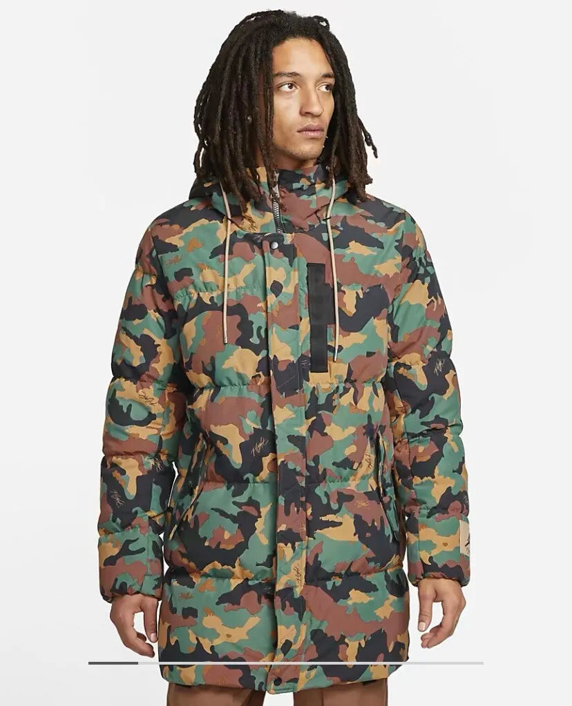 Air Jordan Flight Heritage All Over Print Camo Parka Coat Camo