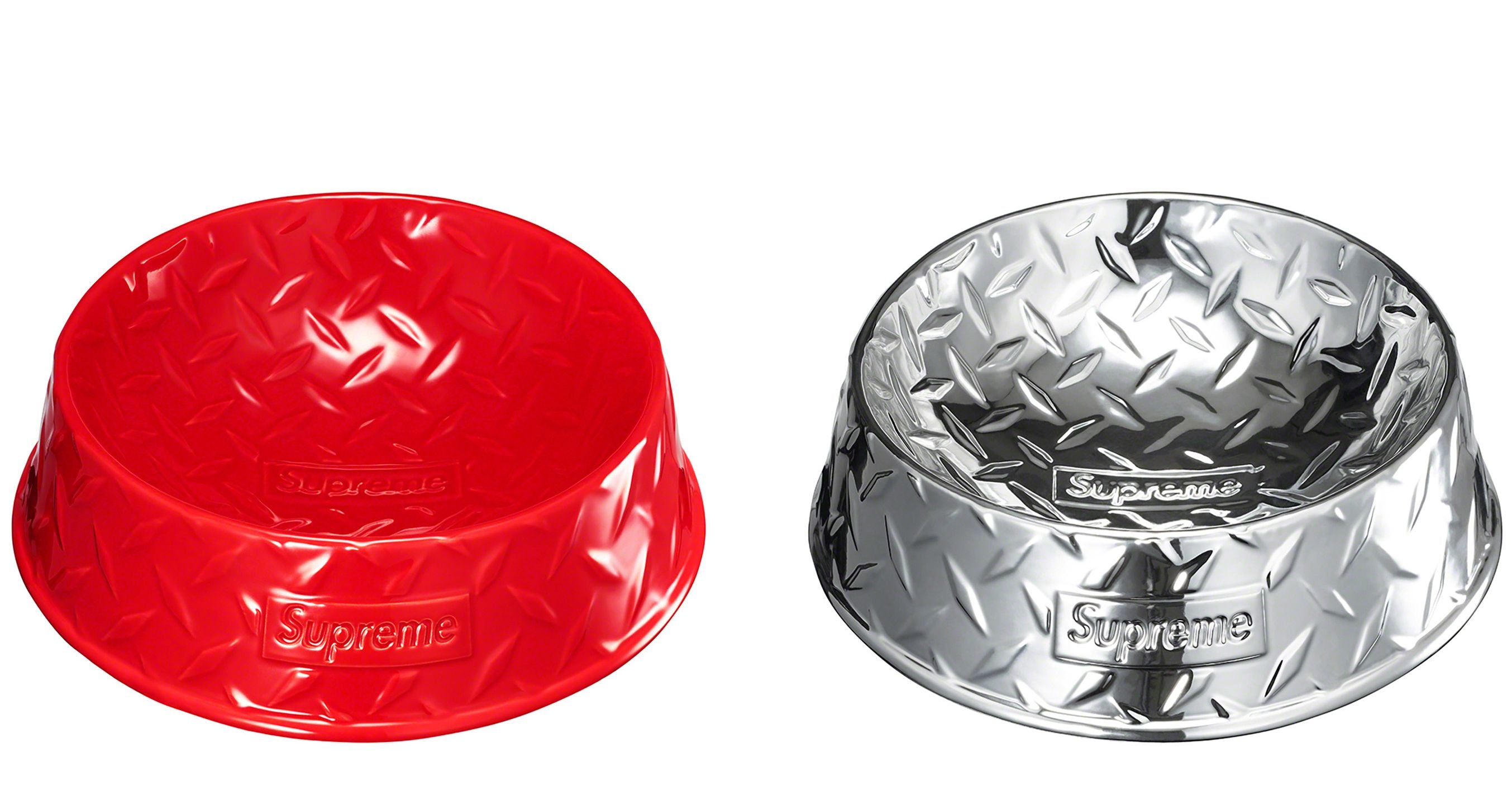 Supreme Diamond Plate Dog Bowl