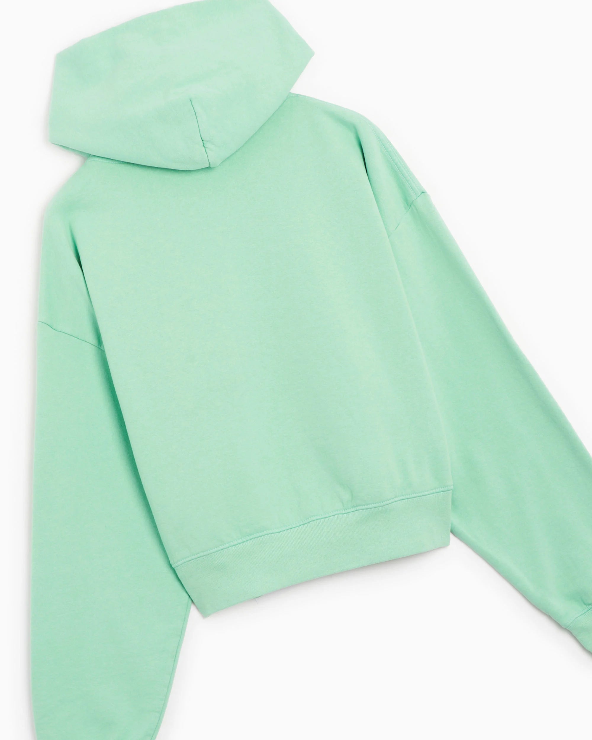 Sporty & Rich Italic Logo Cropped Hoodie Jade & White