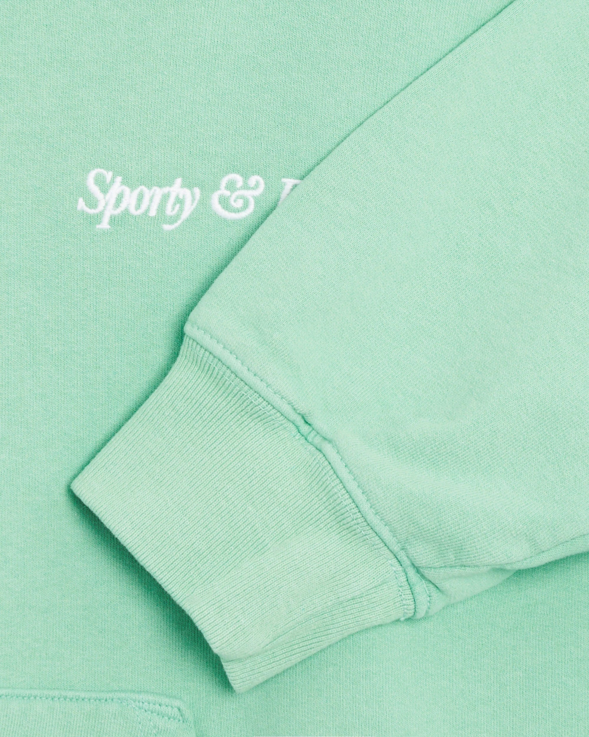 Sporty & Rich Italic Logo Cropped Hoodie Jade & White