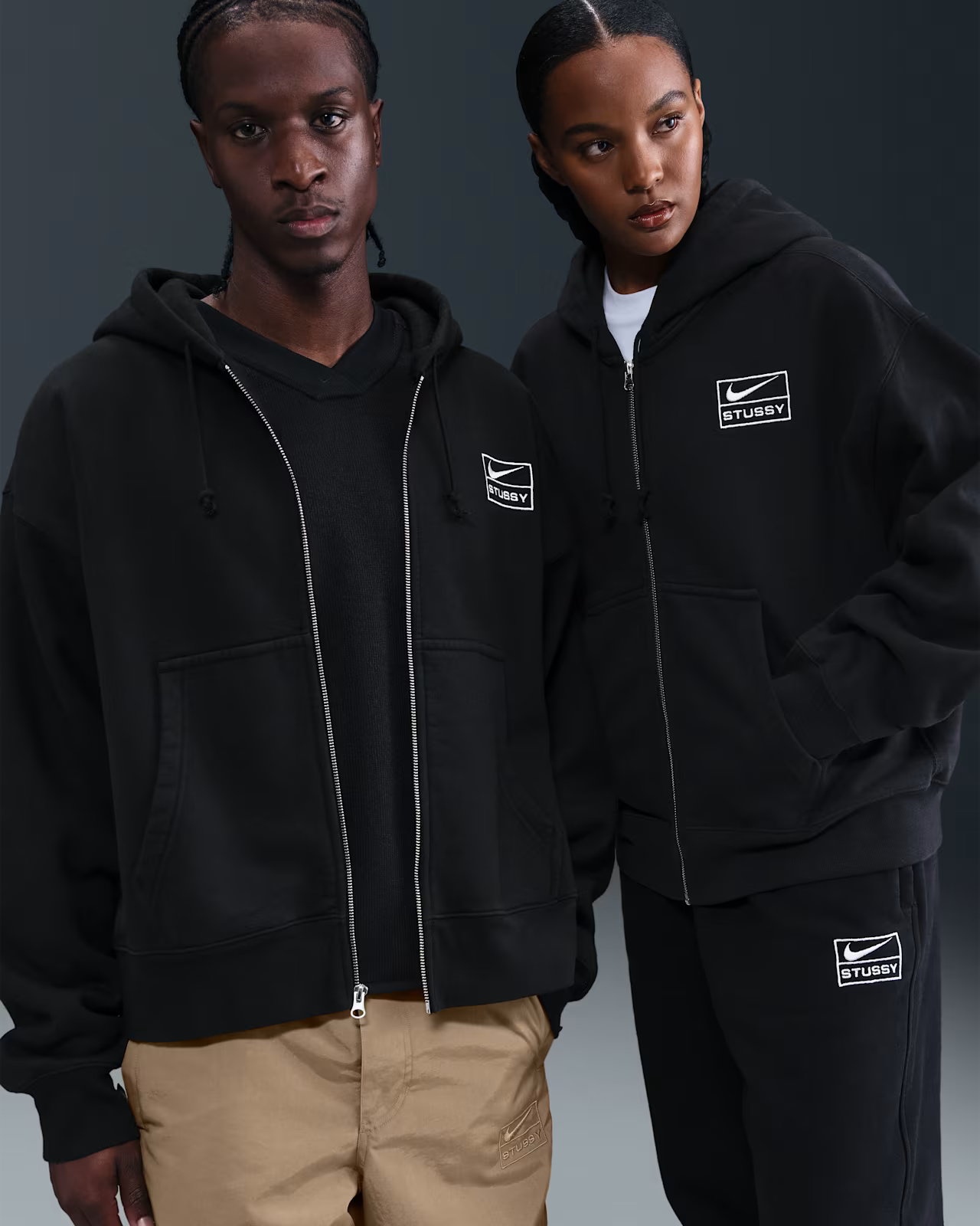 Stussy x Nike Full-Zip Washed Fleece Hoodie Black - FJ9175-010