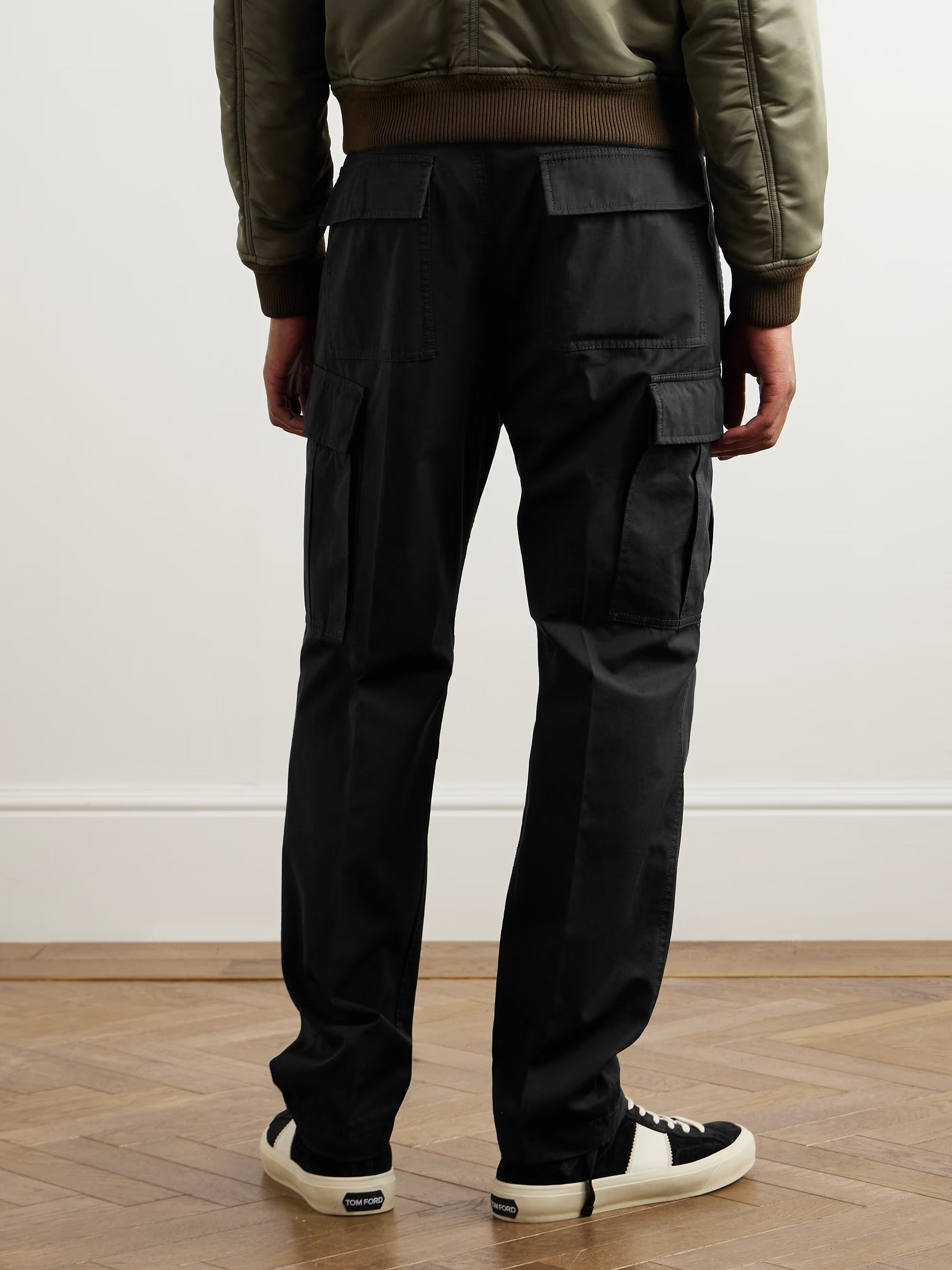 Black Wide Cargo Pants by TOM FORD