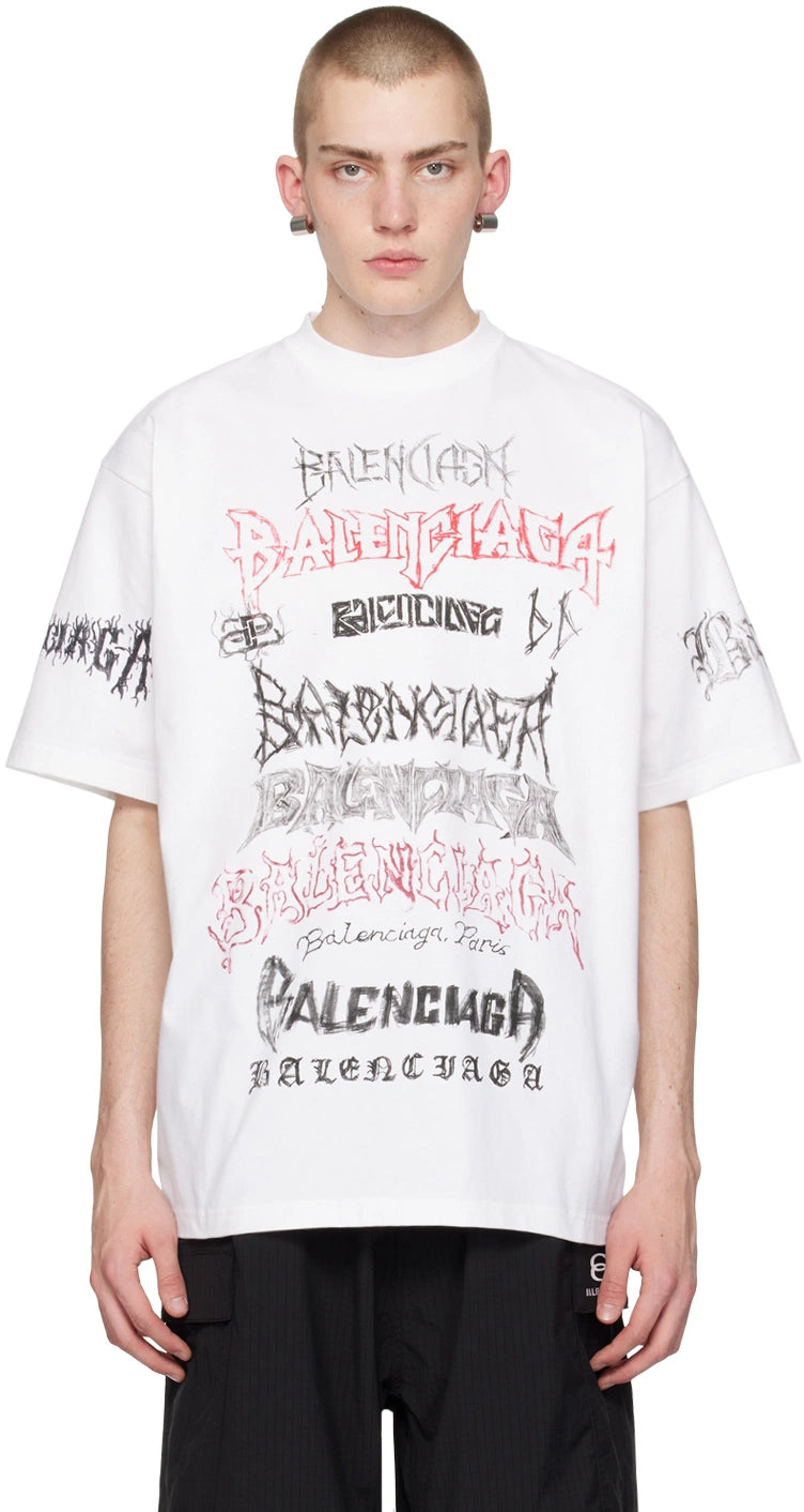 Balenciaga DIY Metal Logo Tee White