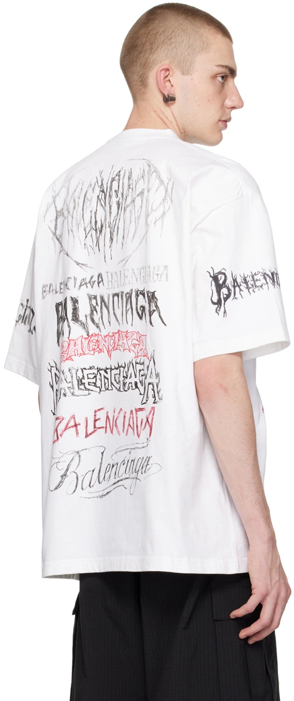 Balenciaga DIY Metal Logo Tee White