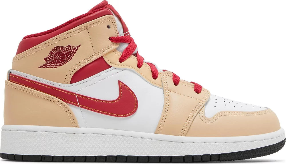 Air Jordan 1 Mid Light Curry Cardinal GS