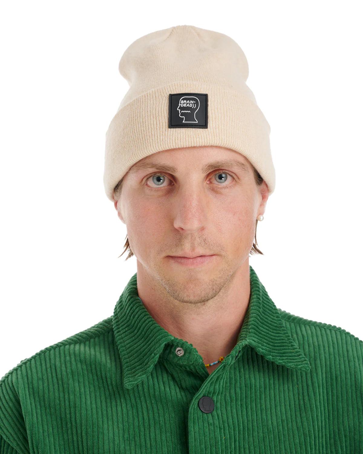 Brain Dead Logo Head Wool Beanie Cream