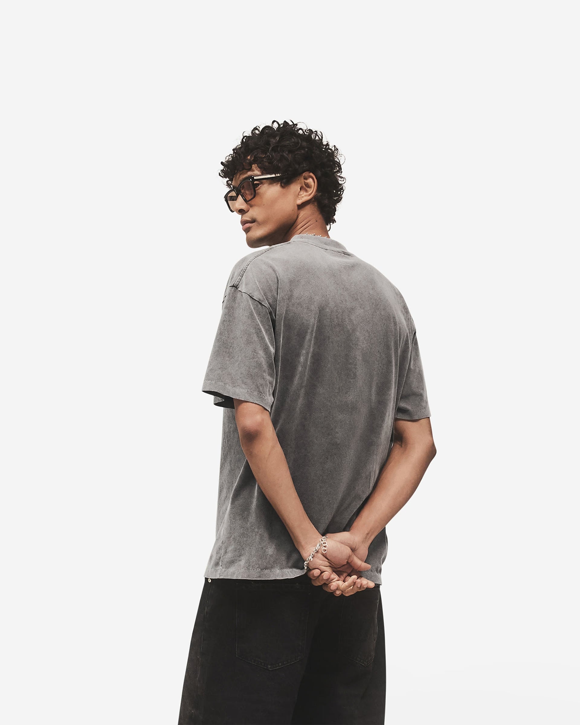 Represent Embroidered Serif Logo T-Shirt Vintage Grey